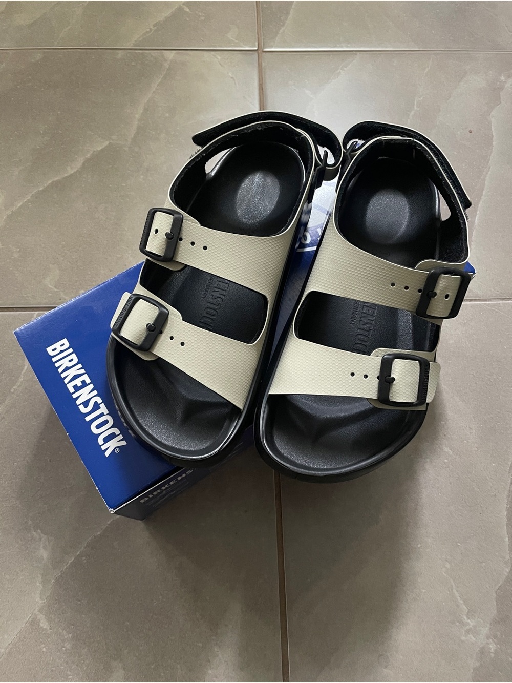Birkenstock Mogami Two-Strap EVA Sandals in Cream
